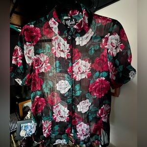 Hell Bunny sheer floral blouse